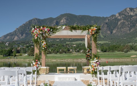 View of a wedding setting outdoors