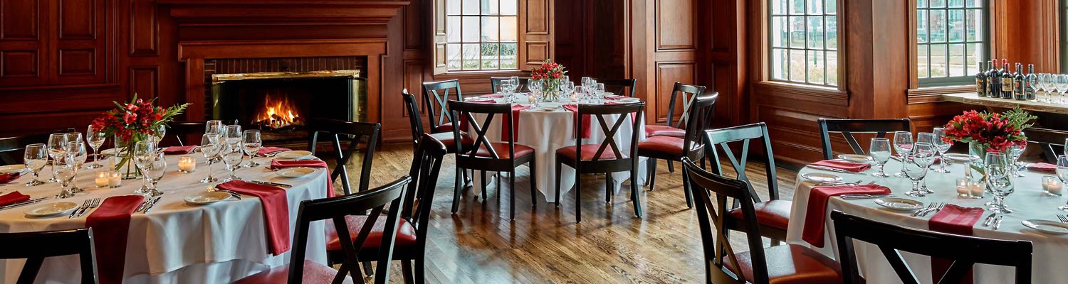 colgate inn event space with fireplace