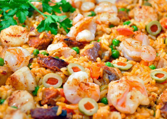 Seafood paella