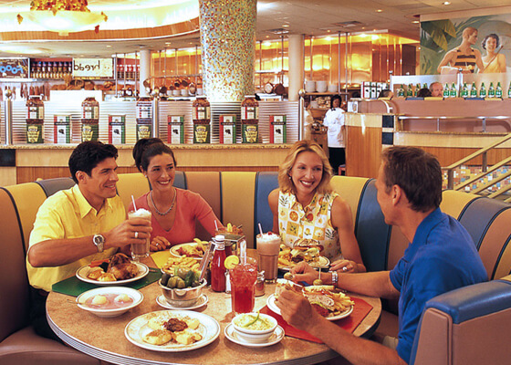 Two couples dining at Murrays restaurant