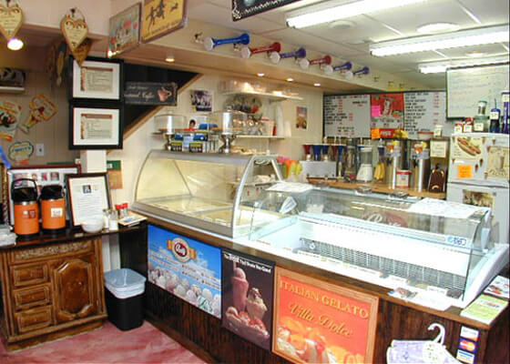 Village Creamery with ice cream behind glass