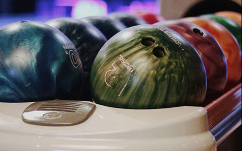 Bowling balls lined up