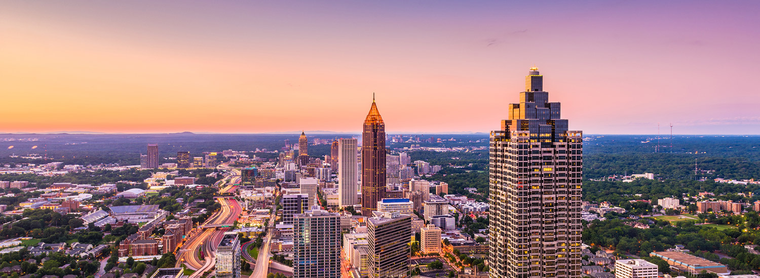 downtown atlanta buildings at dusk