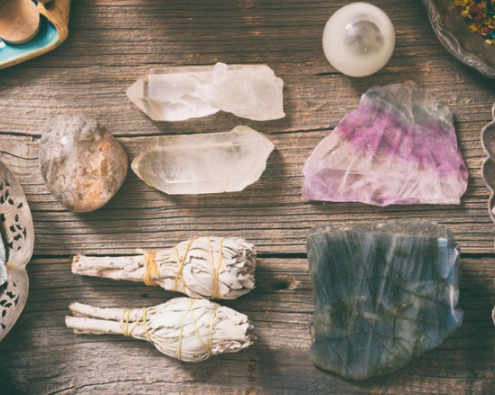 crystals and sage