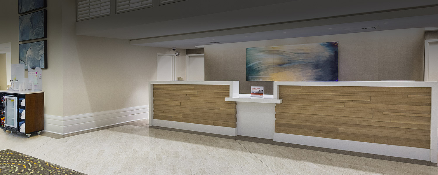 the reception desk at the property