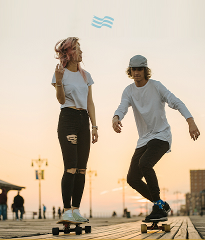 two people on skateboards