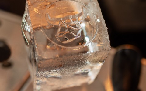 ice cube with deans logo on it