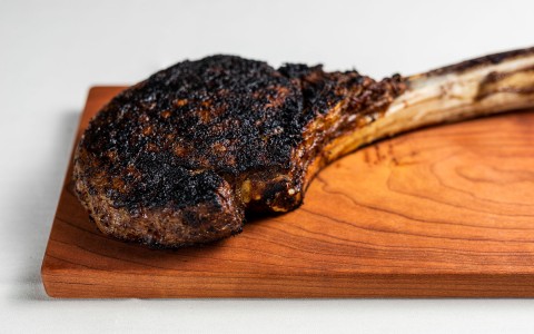 charred steak with bone in 