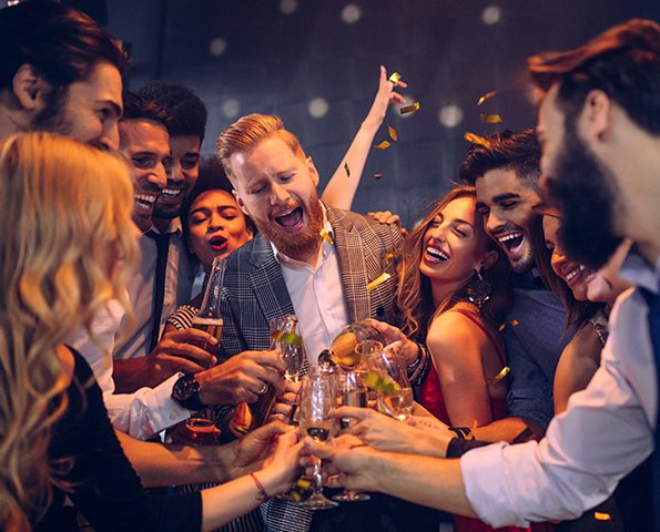Group of friends toasting