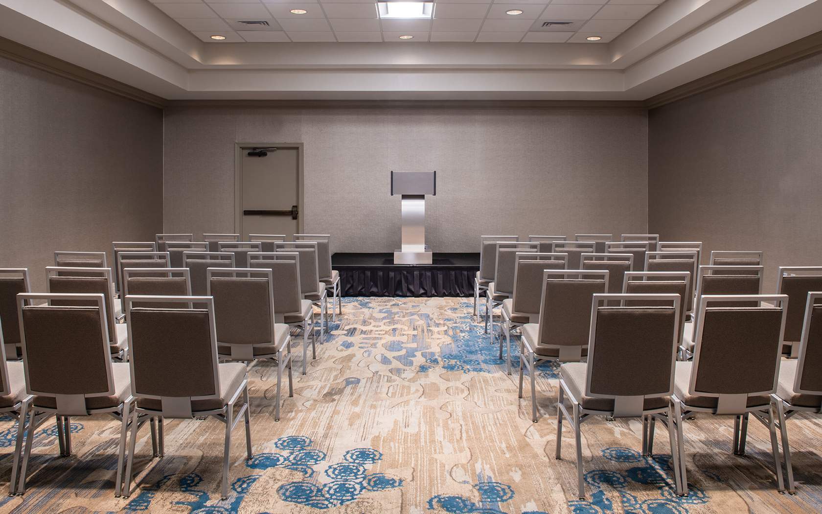 small event room with podium