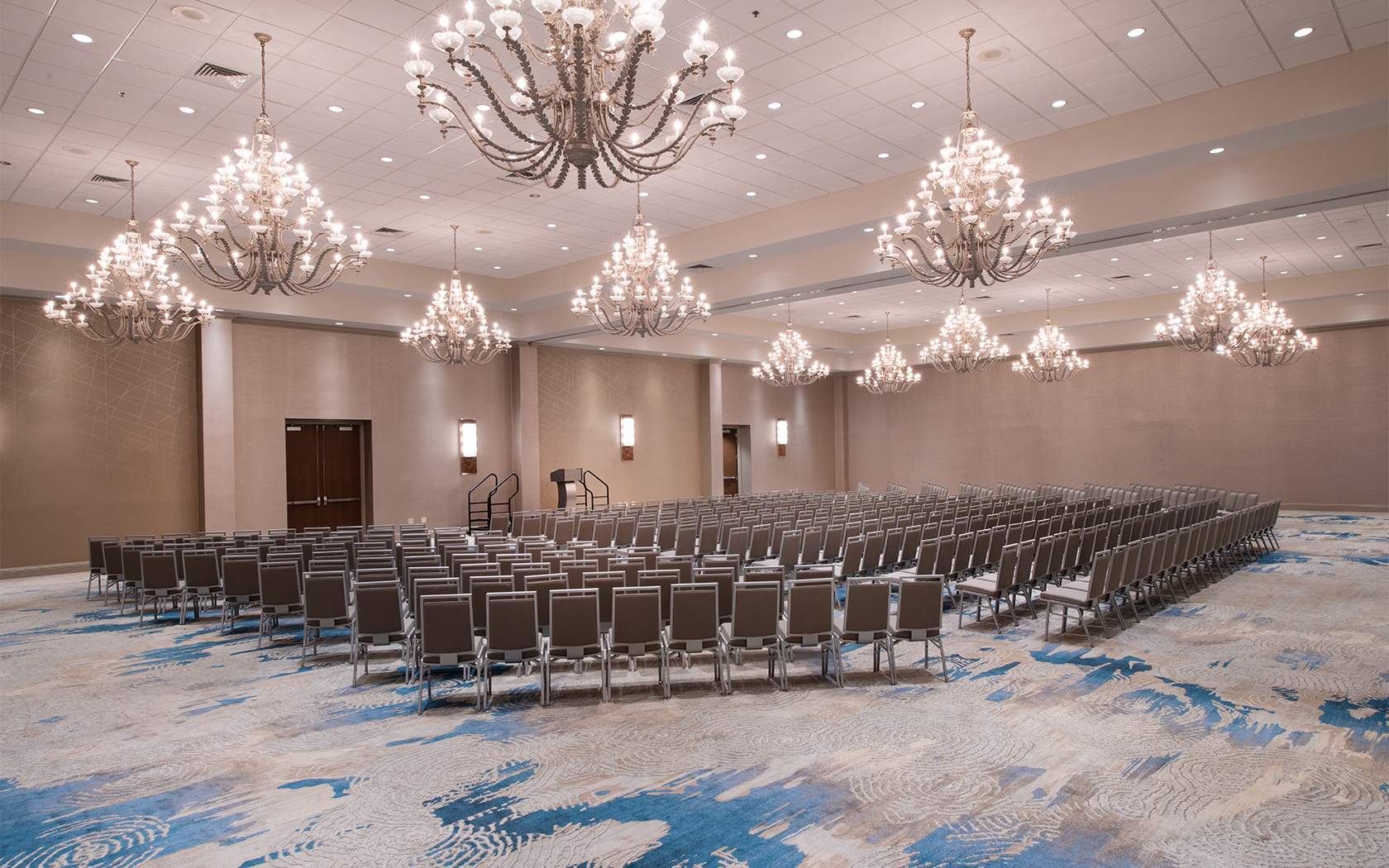 large meeting room with rows of chairs
