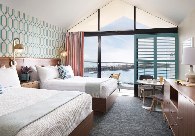 Double queen bedroom with ocean view