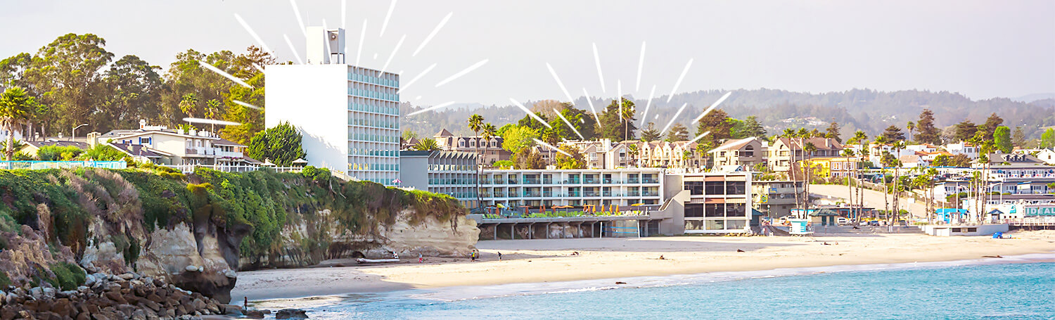 Dream Inn Santa Cruz facade on the beach