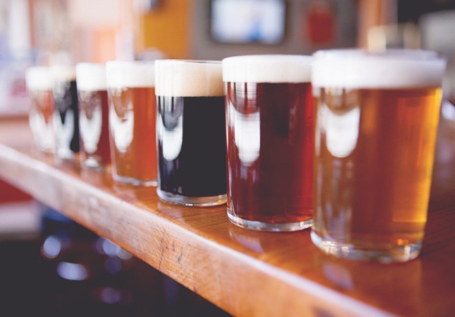 Four ounce samples of different craft brews