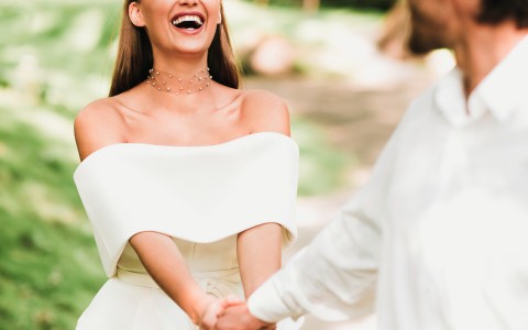 bride excited to see her husband 