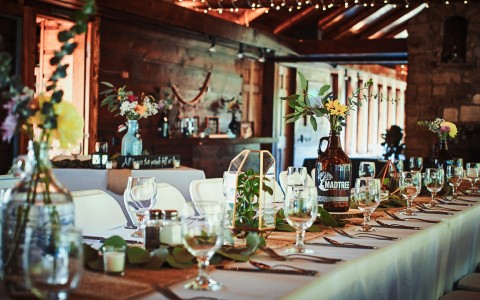 banquet area set up for rustic chic wedding