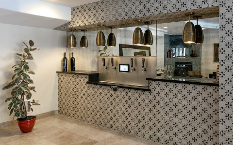 Beer Tap wall with a patterned wall paper