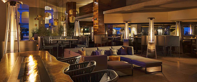 side view of plaza bar