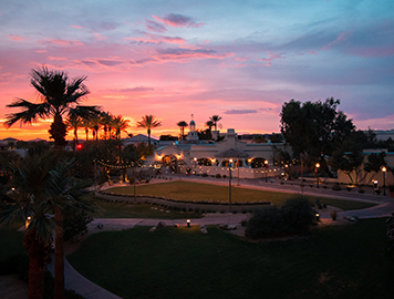 the resort at dusk