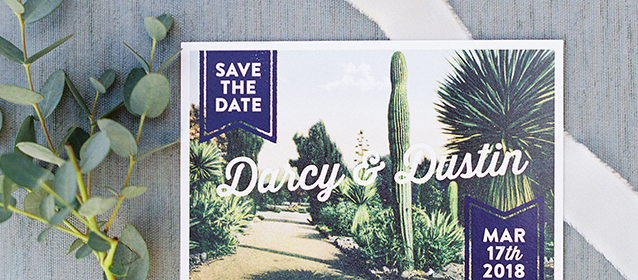 a close up of a save the date