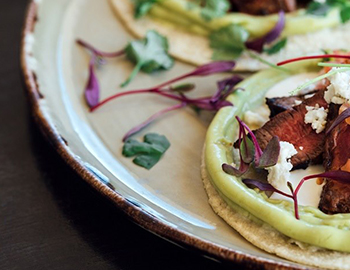 closeup of soft shell taco