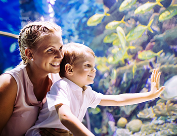 Mother and child at the aquarium