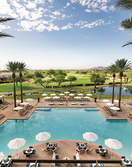 aerial view of the princess pool overlooking the golf course