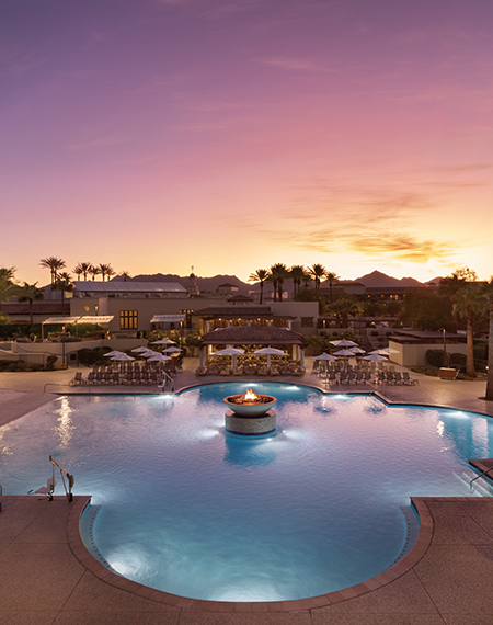sunset beach pool at sunset