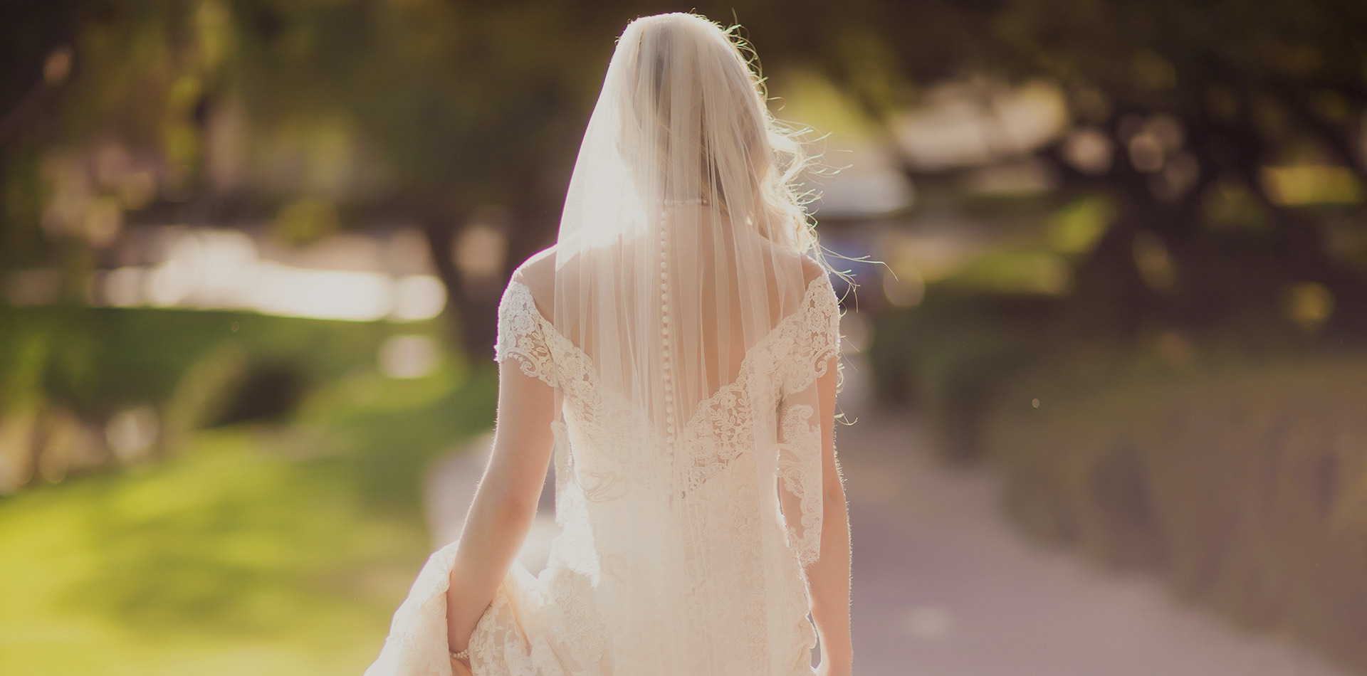 bride walking outside