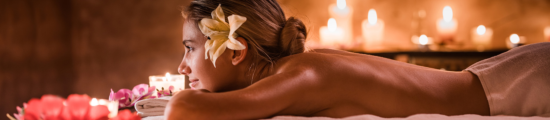 A woman relaxing at the spa