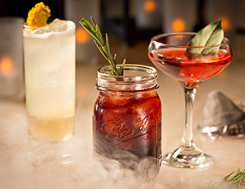 three different cocktail drink offerings