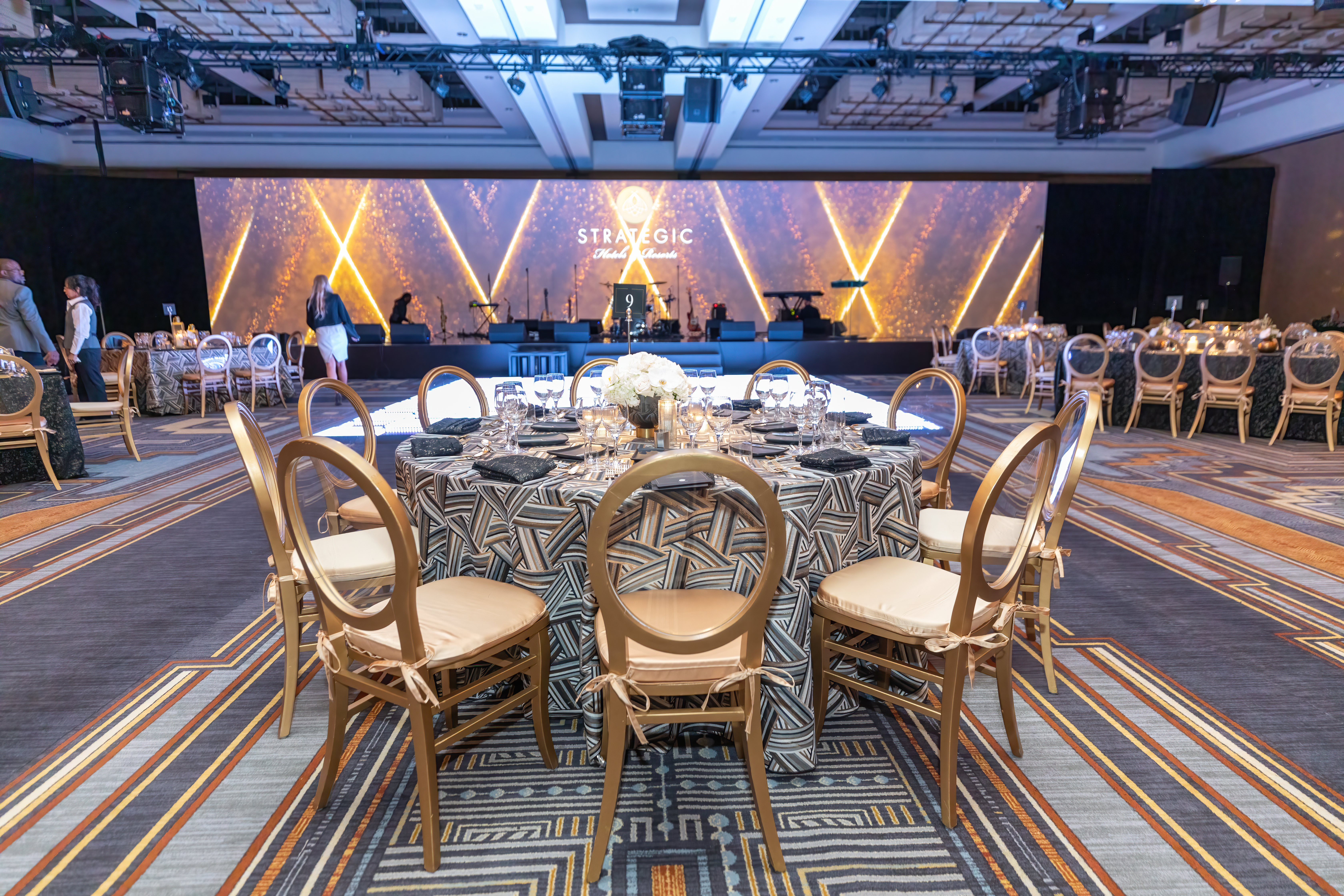 View of a big meeting venue ready for having a wedding