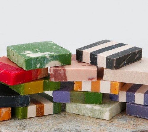 multi-colored soap stacked upon one another-1