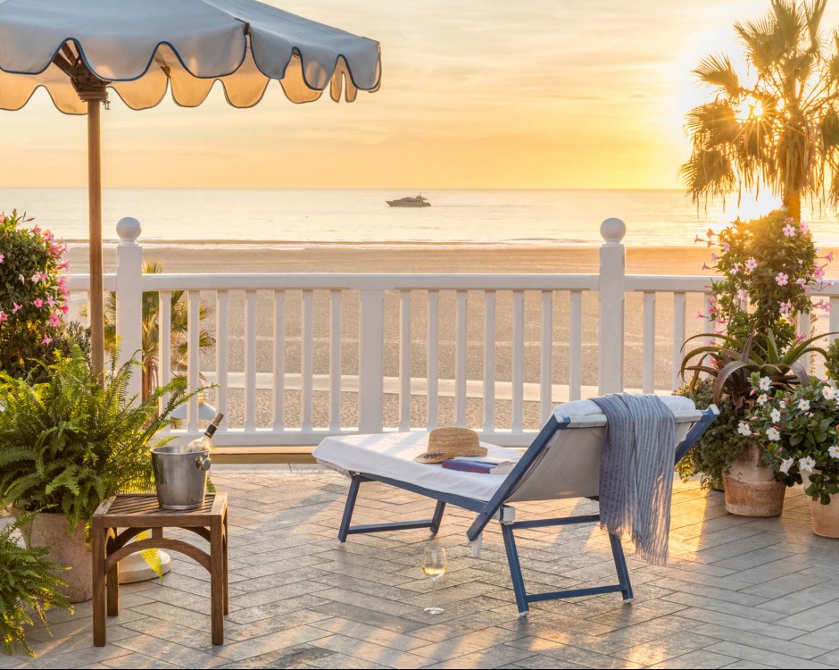 shutters lounger balconny on beach