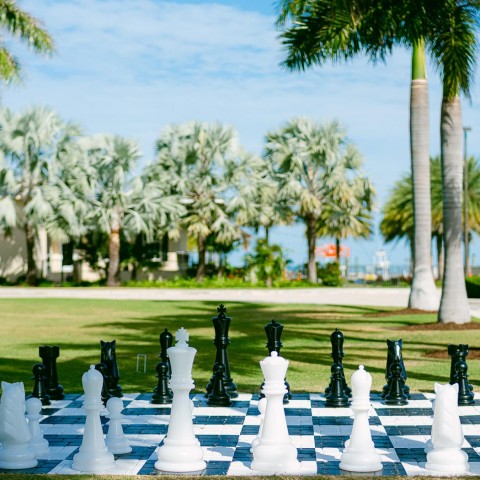 giant chess game on the front lawn