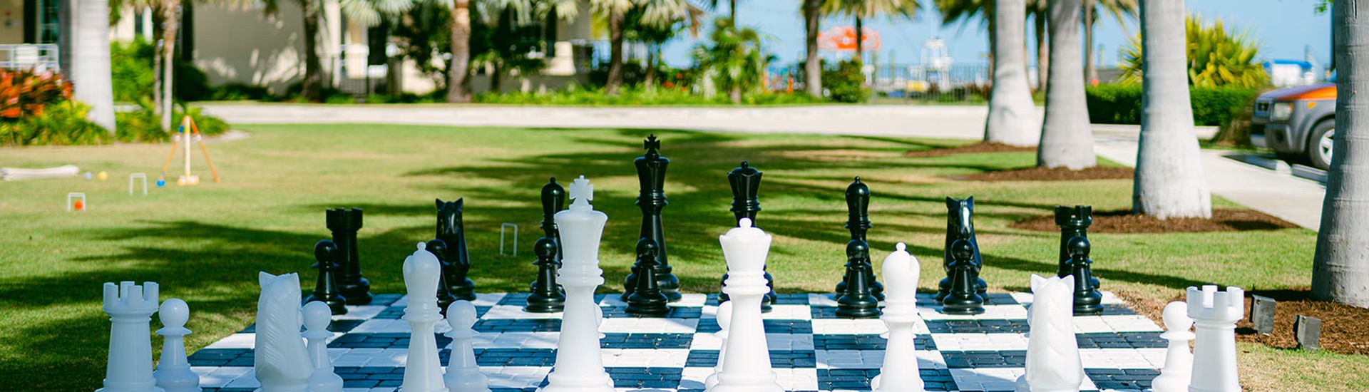 chess game on the lawn