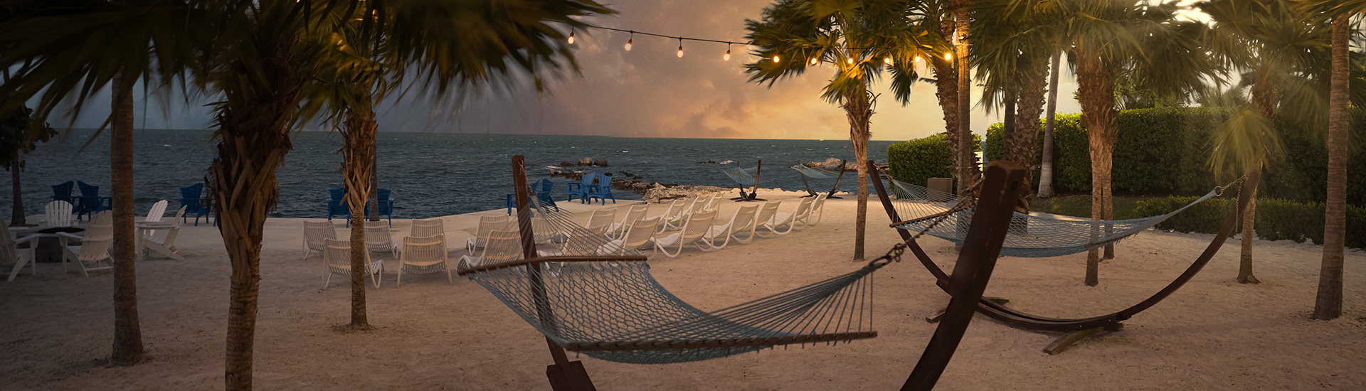 View of some hammocks at the beach