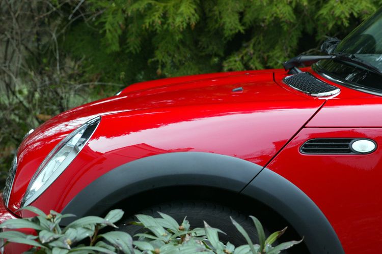 red mini cooper front side