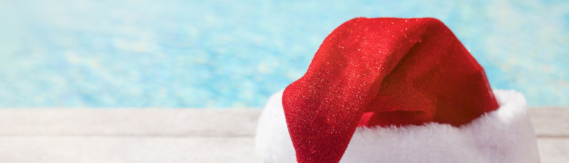 christmas hat by the pool