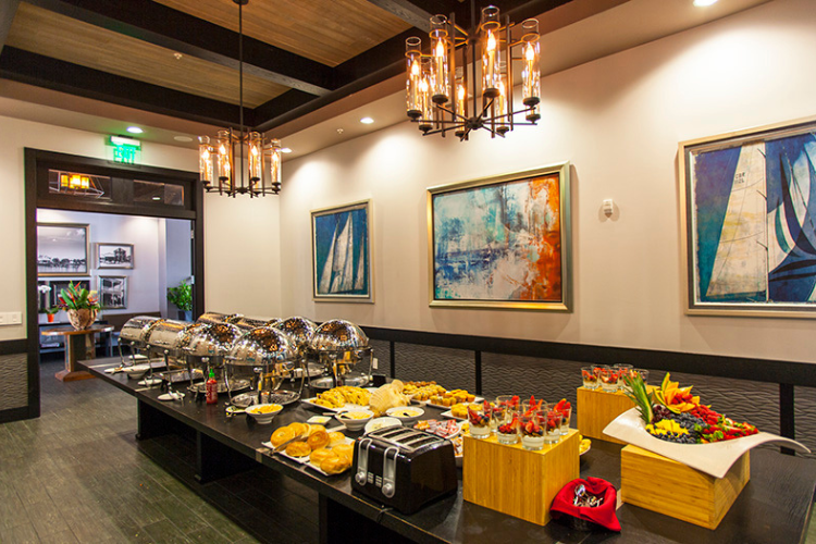event space with buffet