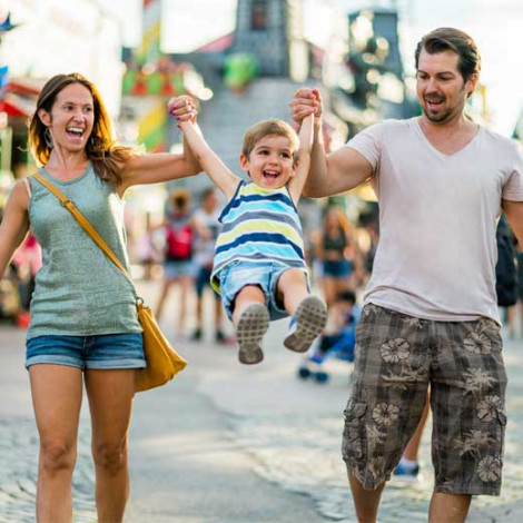 Happy family at an amusement park
