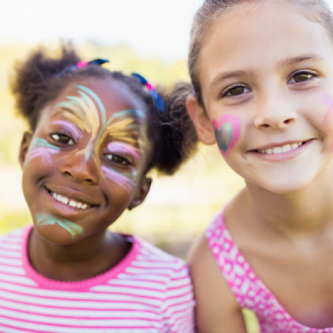 kids with painted faces