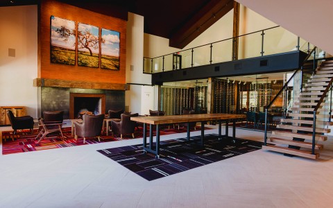 fess parker winery open seating area with upstairs