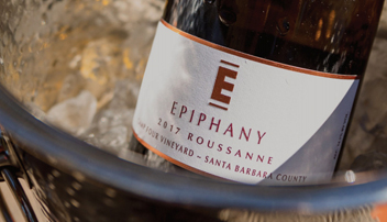 closeup view of epiphany brand bottle of wine