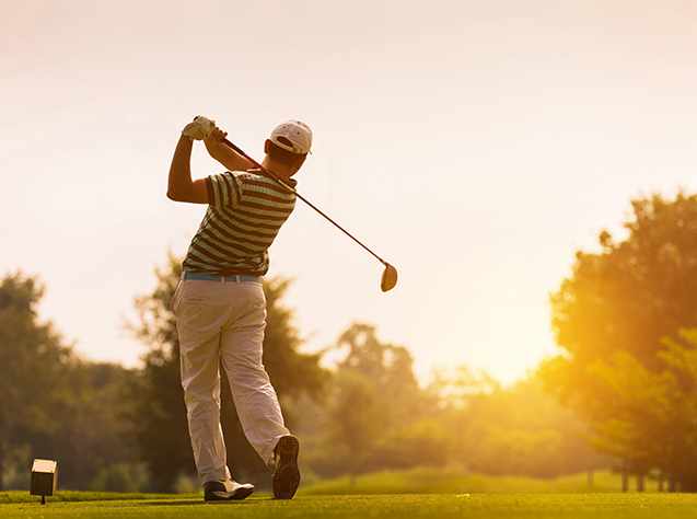 a man playing golf