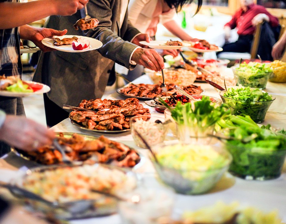 large spread of dinner plates