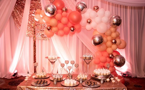 pink and silver decor within the venue