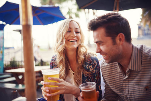 couple drinking beer together