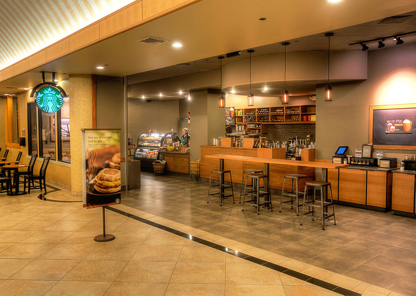 starbucks within the hotel building