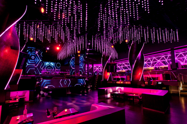 story nightclub with multi-color lights